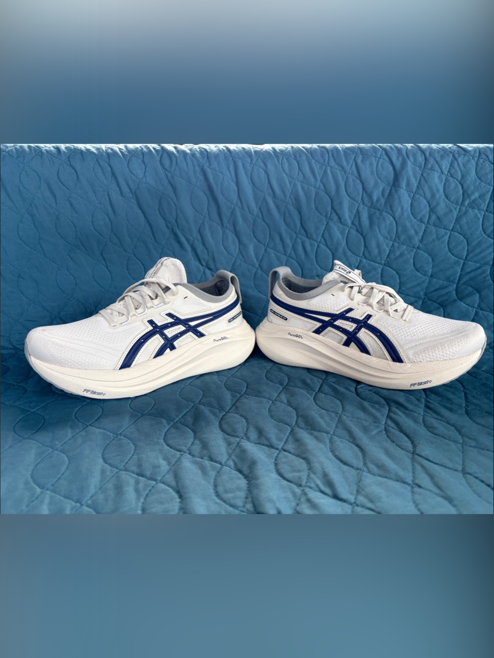 ASICS White and Navy Men's Athletic Running Shoes